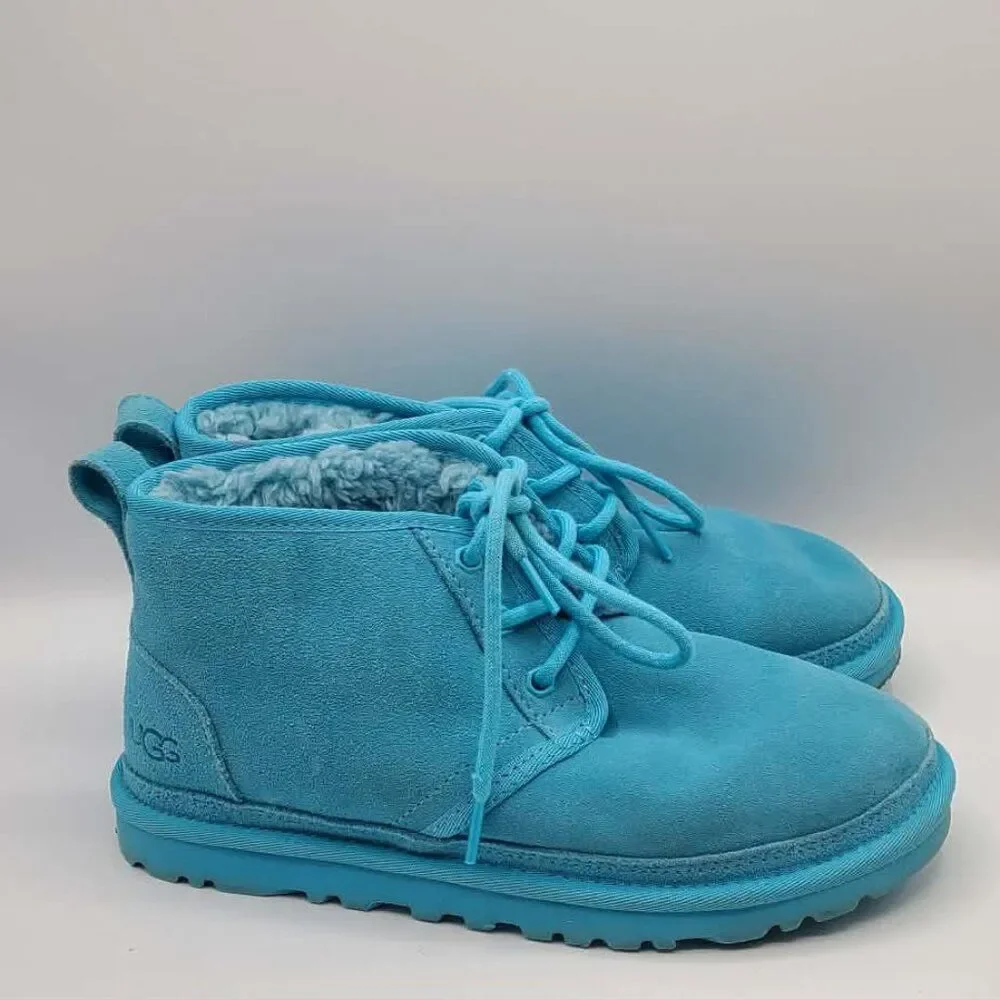 UGG Neumel Blue Suede Shearling Boots size 7